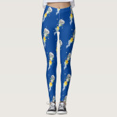 Cute robot vliegend in de cartoon van de ruimte leggings (Voorkant)