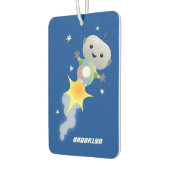 Cute robot vliegend in de cartoon van de ruimte luchtverfrisser (Links)