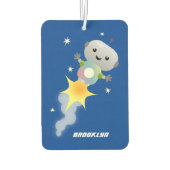 Cute robot vliegend in de cartoon van de ruimte luchtverfrisser (Achterkant)