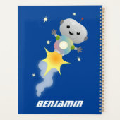 Cute robot vliegend in de cartoon van de ruimte planner (Achterkant)