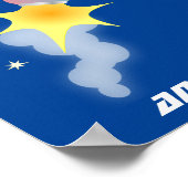 Cute robot vliegend in de cartoon van de ruimte poster (Hoek)