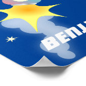 Cute robot vliegend in de cartoon van de ruimte poster (Hoek)