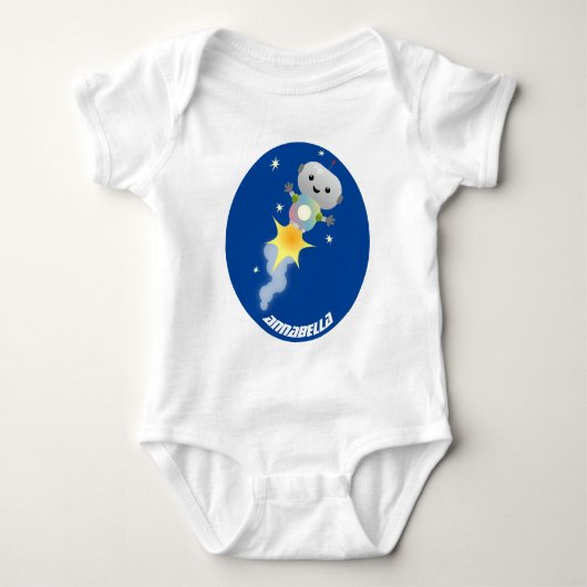 Cute robot vliegend in de cartoon van de ruimte romper (Voorkant)