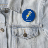 Cute robot vliegend in de cartoon van de ruimte ronde button 5,7 cm (In situ)