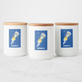 Cute robot vliegend in de cartoon van de ruimte voedselcontainer etiket (Flessen)