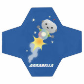 Cute robot vliegend in de cartoon van de ruimte voetbal (Enkel)