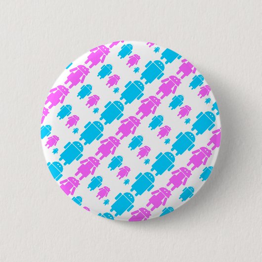 Cute robotfamiliepatroon ronde button 5,7 cm (Voorkant)