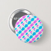 Cute robotfamiliepatroon ronde button 5,7 cm (Voorkant /achterkant)