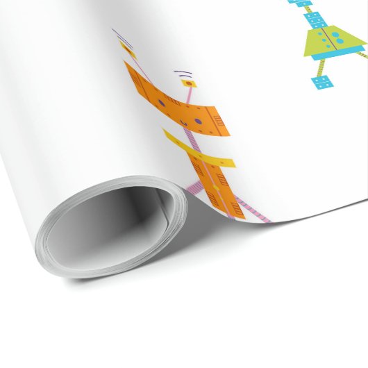 Cute Robots Cadeaupapier (Rol Hoek)