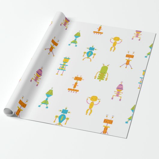 Cute Robots Cadeaupapier (Uitgerold)