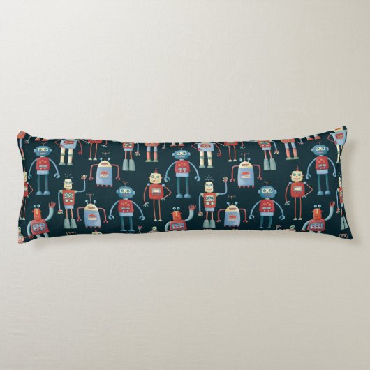 Cute Robots Dark Lichaamskussen (Achterkant)