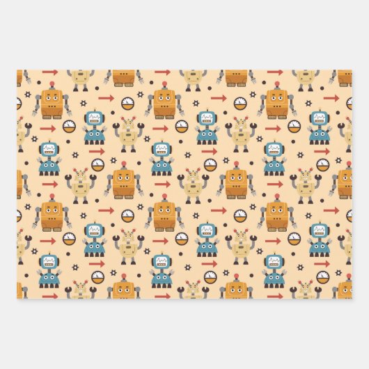 Cute Robots Inpakpapier Vel (Voorkant 3)
