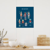 Cute Robots Personalized Poster (Keuken)