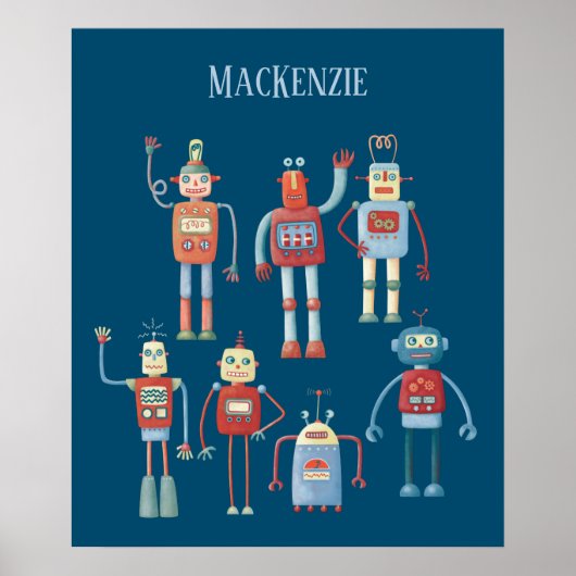 Cute Robots Personalized Poster (Voorkant)
