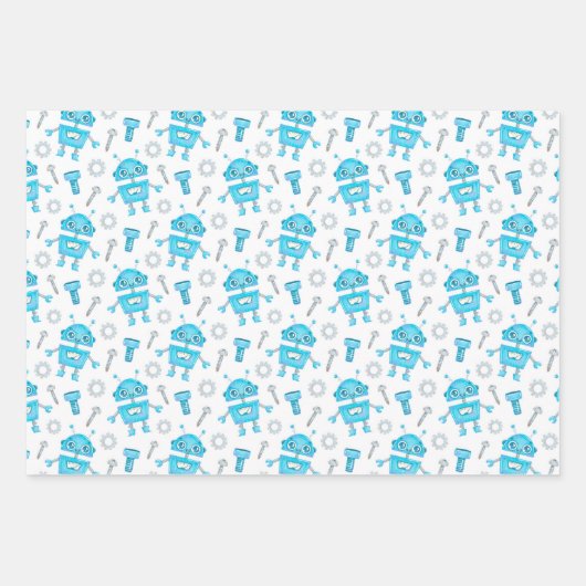 Cute Robots Wrapping Paper Set van 3 (Voorkant 3)