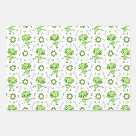 Cute Robots Wrapping Paper Set van 3 (Voorkant 2)