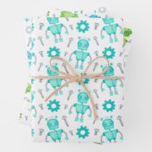 Cute Robots Wrapping Paper Set van 3 (In situ)