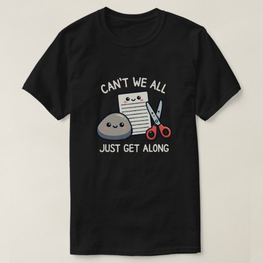 Cute Rock Paper Scissors Just Get Along Funny Game T-shirt (Design voorkant)
