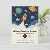 Cute Rocket & Planet Space Art Birthday  Kaart (Staand voorkant)