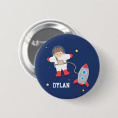 Cute Rocket Ship Buitenspace Astronaut Button (Voorkant /achterkant)