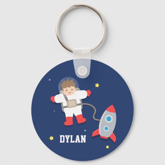 Cute Rocket Ship Buitenspatie Astronaut voor kinde Sleutelhanger (Voorkant)
