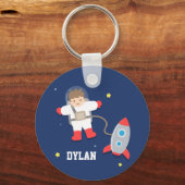 Cute Rocket Ship Buitenspatie Astronaut voor kinde Sleutelhanger (Voorkant)