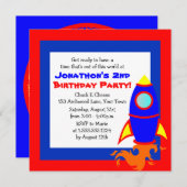 Cute Rocket / Space Theme Kids Birthday Kaart (Voorkant / Achterkant)