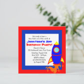 Cute Rocket / Space Theme Kids Birthday Kaart (Staand voorkant)