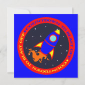 Cute Rocket / Space Theme Kids Birthday Kaart (Achterkant)