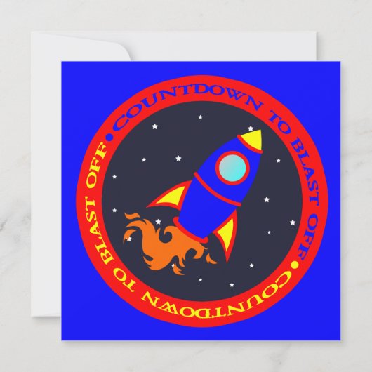 Cute Rocket / Space Theme Kids Birthday Kaart (Achterkant)