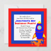 Cute Rocket / Space Theme Kids Birthday Kaart (Voorkant)