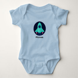 Cute Rocket Spaceship & Boy Name Space Theme Fun Romper