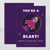 Cute Rocket Spaceship Kinder School Valentijnsdag Feestdagenkaart (Voorkant / Achterkant)