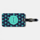 Cute Rocket Stars Spaceship Kinder Boy Monogram Na Bagagelabel (Achterkant horizontaal)