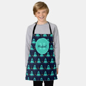 Cute Rocket Stars Spaceship Kinder Boy Monogram Na Schort (Gedragen)