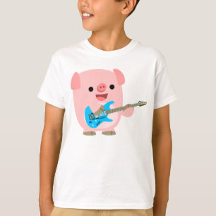 Cute Rockin Cartoon Pig Children T-Shirt