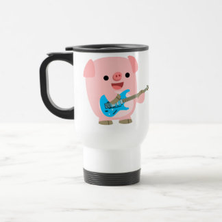 Cute Rockin' Cartoon Pig Commuter Mok