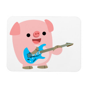 Cute Rockin Cartoon Pig Flexible Magnet Magneet