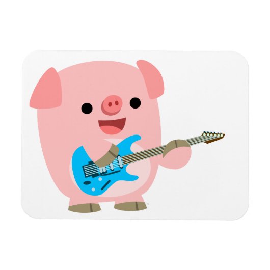 Cute Rockin Cartoon Pig Flexible Magnet Magneet (Horizontaal)