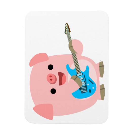 Cute Rockin Cartoon Pig Flexible Magnet Magneet (Verticaal)