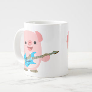 Cute Rockin Cartoon Pig Jumbo Mok