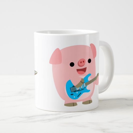 Cute Rockin Cartoon Pig Jumbo Mok (Voorkant rechts)