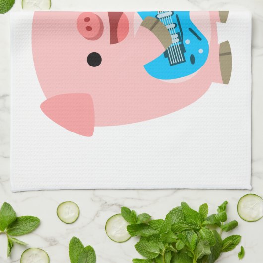 Cute Rockin Cartoon Pig Kitchen Towel Theedoek (Gevouwen)