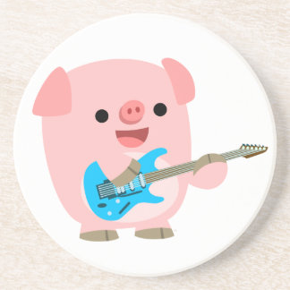 Cute Rockin Cartoon Pig Onderzetter