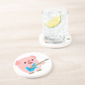 Cute Rockin Cartoon Pig Onderzetter (Zijkant)