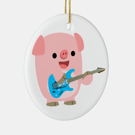Cute Rockin Cartoon Pig Ornament (Rechts)