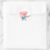 Cute Rockin Cartoon Pig Sticker (Tas)