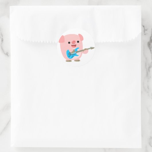 Cute Rockin Cartoon Pig Sticker (Tas)