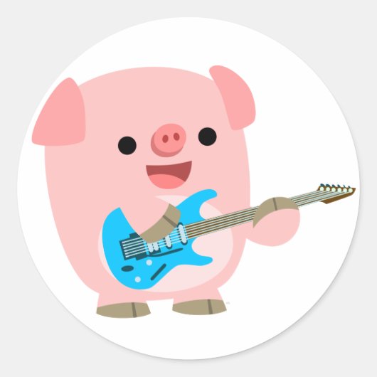 Cute Rockin Cartoon Pig Sticker (Voorkant)