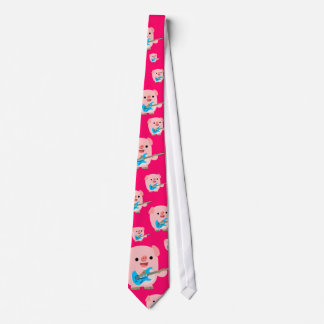 Cute Rockin Cartoon Pig Stropdas